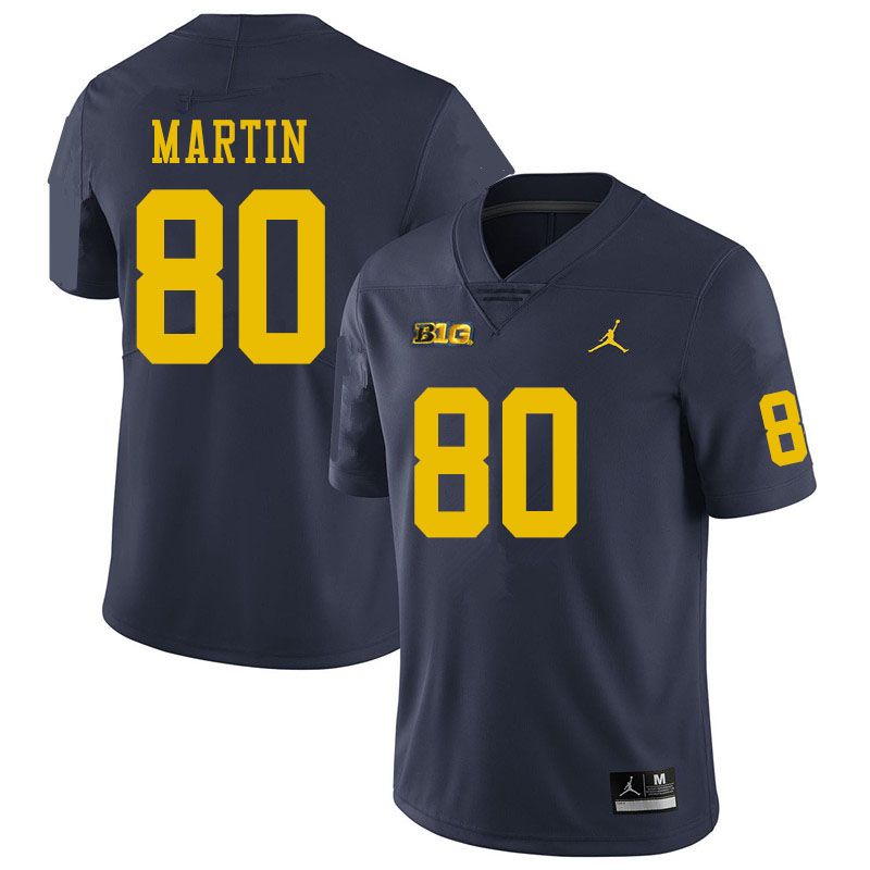 Men #80 Oliver Martin Michigan Wolverines College Football Jerseys Sale-Navy
